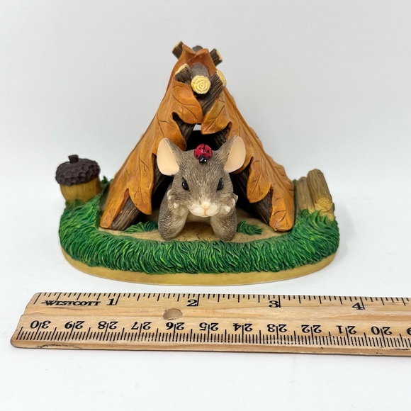 Vintage Fitz and Floyd Charming Tails Camping Out Figurine Whimsical Mouse Tent - Picture 10 of 13